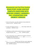 Ornamental and Turf Pest Control  EXAM STUDY GUIDE 2026&sol;2027  COMPLETE QUESTIONS WITH  VERIFIED CORRECT ANSWERS &vert;&vert;  100&percnt; GUARANTEED PASS  <NEWEST VERSION> 