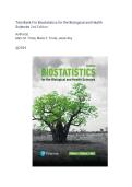 Test Bank for Biostatistics for the Biological and Health Sciences 2nd Edition by Marc M&period; Triola&comma; Mario F&period; Triola & Jason Roy &vert; Complete Questions & Verified Answers &vert; 2026