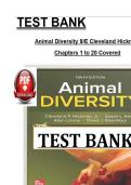 Test Bank - Animal Diversity 9th Edition Author&colon;Hickman&comma;Susan&comma;Allan&comma;David All Chapters 1&ndash;20 Verified Questions And Answers 100&percnt; Complete A&plus; Study Guide