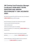 360 Training Food Protection Manager  Certification EXAM MOST TESTED  QUESTIONS AND VERIFIED  SOLUTIONS&sol;GET IT 100&percnt; ACCURATE&excl;&excl;  2026&excl;&excl; 