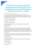 NSG530 EXAM 1 Actual Exam 2026&sol;2027 Complete Questions and Verified Answers with Detailed Rationales Advanced Pathophysiology Wilkes Pass Guaranteed - A&plus; Graded