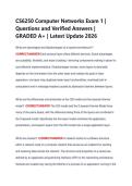 CS6250 Computer Networks Exam 1 &vert;  Questions and Verified Answers &vert;  GRADED A&plus; &vert; Latest Update 2026