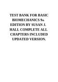 Test Bank for Basic Biomechanics 9th Edition &lpar;2026&rpar; by Susan J&period; Hall &mdash; Complete All Chapters Q&A &vert; Updated Version &vert; PDF