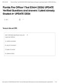 Florida Fire Officer 1 Test EXAM &lpar;2026&rpar; UPDATE Verified Questions And Answers &vert; Latest Already Graded A&plus; UPDATE &vert;2026