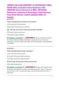 JERSEY COLLEGE ANATOMY & PHYSIOLOGY FINAL EXAM 2026 &vert; Complete Exam Questions with VERIFIED Correct Answers & WELL DETAILED Rationales &vert; Anatomy & Physiology Comprehensive Final Exam Review &vert; Latest Updated 2026 &vert; A&plus; Graded