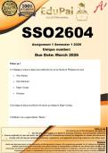 SSO2604 Asaemente Ya 1 &lpar;COMPLETE ANSWERS&rpar; Semester 1 2026 - DUE March 2026
