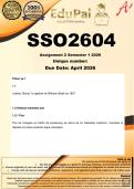 SSO2604 Asaemente Ya 2 &lpar;COMPLETE ANSWERS&rpar; Semester 1 2026 - DUE April 2026