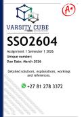 SSO2604 Assignment 1 &lpar;DETAILED ANSWERS&rpar; Semester 1 2026 - DISTINCTION GUARANTEED