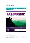 Complete Test Bank&colon; Leadership and Nursing Care Management &lpar;8th Edition&rpar; by M&period; Lindell Joseph & Diane Huber