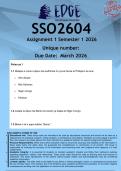 SSO2604 Assignment 1 &lpar;ANSWERS&rpar; Semester 1 2026 - DISTINCTION GUARANTEED