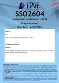 SSO2604 Assignment 2 &lpar;ANSWERS&rpar; Semester 1 2026 - DISTINCTION GUARANTEED