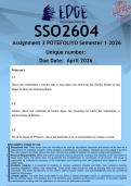 SSO2604 Assignment 3 PORTFOLIO &lpar;ANSWERS&rpar; Semester 1 2026 - DISTINCTION GUARANTEED
