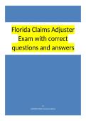Florida Claims Adjuster Exam with correct questions and answers