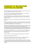 FRESENIUS PCT NEW HIRE EXAM QUESTIONS AND ANSWERS 