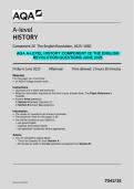 AQA A-Level History Component 2E &ndash; The English Revolution Exam Questions &lpar;June 2025&rpar;