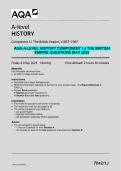 AQA A-Level History Component 1J &ndash; The British Empire Exam Questions &lpar;May 2025&rpar;