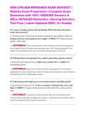 HESI LPN-ADN ENTRANCE EXAM 2026&sol;2027 &vert; Mobility Exam Preparation &vert; Complete Exam Questions with 100&percnt; VERIFIED Answers & WELL DETAILED Rationales &vert; Nursing Entrance Test Prep &vert; Latest Updated 2026 &vert; A&plus; Graded