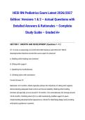 HESI RN Pediatrics Exam Latest 2026&sol;2027 Edition&colon; Versions 1 & 2 &ndash; Actual Questions with Detailed Answers & Rationales &ndash; Complete Study Guide &ndash; Graded A&plus;