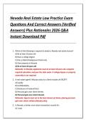 Nevada Real Estate Law Practice Exam  Questions And Correct Answers &lpar;Verified  Answers&rpar; Plus Rationales 2026 Q&A  Instant Download Pdf 