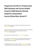 Progressive Care RN A v1 Practice Exam  With Questions And Correct Verified  Answers&vert;&vert;2026 Newest&vert;&vert;Already  Graded A&plus;&vert;&vert;Guaranteed  Success&vert;&vert;Brand New Version&excl;&excl;&excl;&excl; 