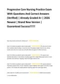 Progressive Care Nursing Practice Exam  With Questions And Correct Answers  &lpar;Verified&rpar; &vert; Already Graded A&plus; &vert; 2026  Newest &vert; Brand New Version &vert;  Guaranteed Success&excl;&excl;&excl;&excl;&excl;&excl;