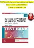 Test Bank For Success in Practical Vocational Nursing From Student to Leader 10th Edition By Knecht Patricia &vert; 9780323810173 &vert; &vert; Chapter 1-19 &vert; All Chapters with Answers and Rationals