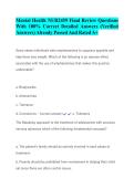 Mental health NUR2459 final review questions with 100&percnt; correct detailed answers &lpar;verified answers&rpar; already passed and rated a&plus;