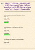 NR 326 Mental Health Exam 2 V3 Latest 2026-2027 Verified Questions and Answers&comma; Chamberlain University
