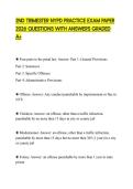 2ND TRIMESTER NYPD PRACTICE EXAM PAPER 2026 QUESTIONS WITH ANSWERS GRADED A&plus;