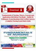 Fundamentals of Nursing&colon; Theory&comma; Concepts and Applications 4th Edition Test Bank &ndash; Judith M&period; Wilkinson &vert; Exam Questions with Verified Answers &vert; Complete Nursing Exam Study Guide