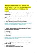 Test Bank for Fundamentals of Nursing 11th  Edition Exam Newest With Complete Questions  And Correct Detailed Answers&vert; Brand New  Version