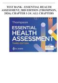 Test Bank - Essential Health Assessment&comma; 3RD edition &lpar;Thompson&comma; 2026&rpar;&comma; Chapter 1-24 &vert; All Chapters