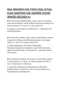 PAEA PEDIATRICS EOR TOPICS 2026 ACTUAL EXAM QUESTIONS AND ANSWERS SOLVED UPDATED 2023-2024 A&plus;