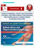 Medical Terminology&colon; A Short Course 9th Edition Test Bank &ndash; Davi-Ellen Chabner &vert; Exam Questions with Verified Answers &vert; Complete Medical Terminology Study Guide