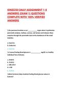 KINES350 DAILY ASSIGNMENT 1-8 ANSWERS &lpar;EXAM 1&rpar; QUESTIONS COMPLETE WITH 100&percnt; VERIFIED ANSWERS &vert; VERIFIED EXAM QUESTIONS