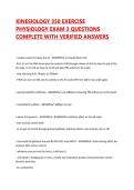 KINESIOLOGY 350 EXERCISE PHYSIOLOGY EXAM 3 QUESTIONS COMPLETE WITH VERIFIED ANSWERS
