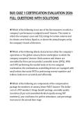 BUS QUIZ 1 CERTIFICATION EVALUATION 2026 FULL QUESTIONS WITH SOLUTIONS