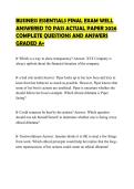 BUSINESS ESSENTIALS FINAL EXAM WELL ANSWERED TO PASS ACTUAL PAPER 2026 COMPLETE QUESTIONS AND ANSWERS GRADED A&plus;