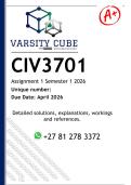 CIV3701 Assignment 1 &lpar;DETAILED ANSWERS&rpar; Semester 1 2026 - DISTINCTION GUARANTEED