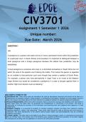 CIV3701 Assignment 1 &lpar;ANSWERS&rpar; Semester 1 2026 - DISTINCTION GUARANTEED