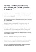 Ca Smog Check Inspector Training Final Review &lpar;Part 1&rpar; Exam Questions & Answers