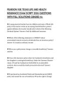 PEARSON VUE TEXAS LIFE AND HEALTH INSURANCE EXAM SCRIPT 2026 QUESTIONS WITH FULL SOLUTIONS GRADED A&plus;