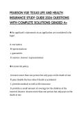 PEARSON VUE TEXAS LIFE AND HEALTH INSURANCE STUDY GUIDE 2026 QUESTIONS WITH COMPLETE SOLUTIONS GRADED A&plus;