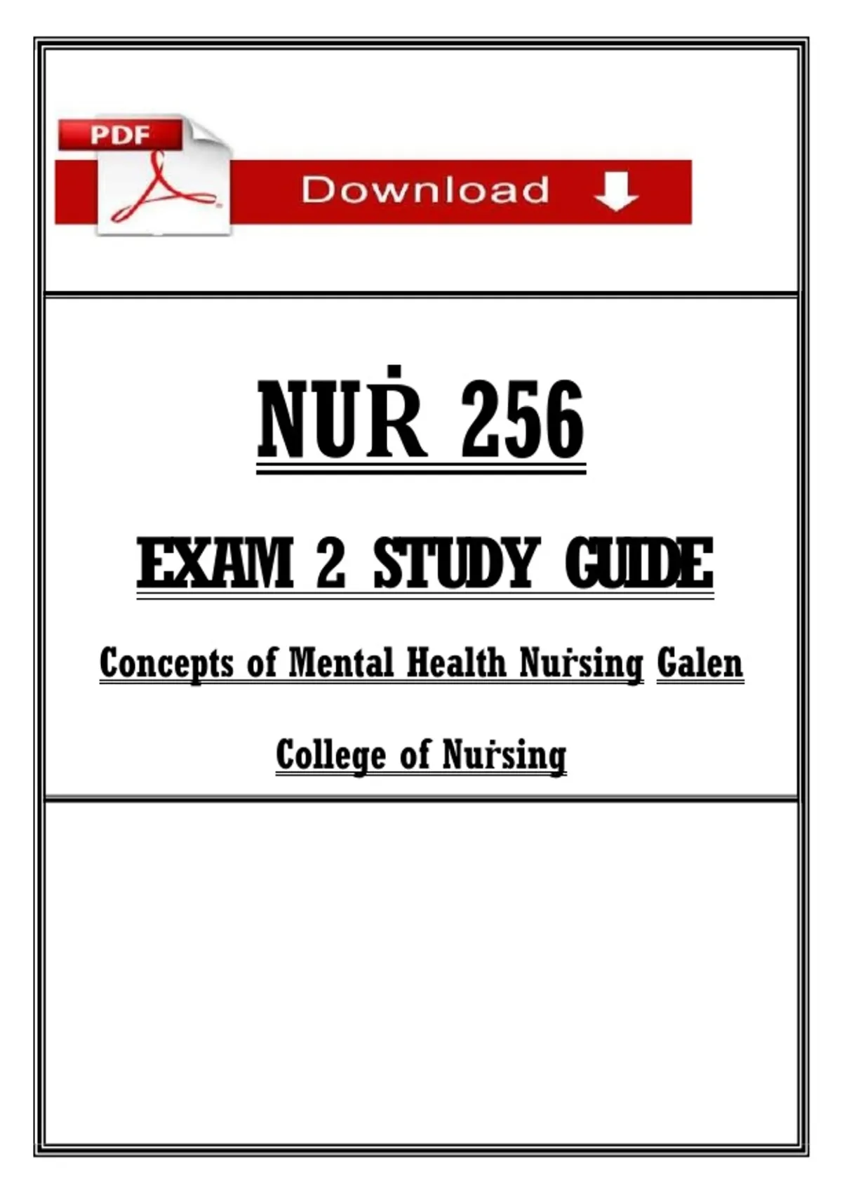 NUṘ 256 EXAM 2 STUDY GUIDE Concepts of Mental Health Nuṙsing Galen ...