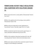PENNSYLVANIA NOTARY PUBLIC REGULATIONS 2026 QUESTIONS WITH SOLUTIONS GRADED A&plus;