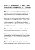 PGA GOLF MANAGEMENT 3&period;0 LEVEL 3 FINAL PAPER 2026 QUESTIONS WITH FULL ANSWERS