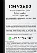 CMY2602 Assignment 1 &lpar;COMPLETE ANSWERS&rpar; Semester 2 2026 - DUE August 2026