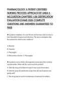 PHARMACOLOGY A PATIENT-CENTERED NURSING PROCESS APPROACH BY LINDA E&period; MCCUISTION CHAPTERS 1&ndash;58 CERTIFICATION EVALUATION EXAMS 2026 COMPLETE QUESTIONS AND ANSWERS GUARANTEED TO PASS