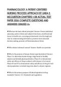 PHARMACOLOGY A PATIENT-CENTERED NURSING PROCESS APPROACH BY LINDA E&period; MCCUISTION CHAPTERS 1&ndash;58 ACTUAL TEST PAPER 2026 COMPLETE QUESTIONS AND ANSWERS GRADED A&plus;