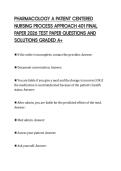 PHARMACOLOGY A PATIENT CENTERED NURSING PROCESS APPROACH 401 FINAL PAPER 2026 TEST PAPER QUESTIONS AND SOLUTIONS GRADED A&plus;